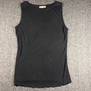So Cool Juniors L Beaded Vintage Y2K Black Tank Top Grunge Whimsigoth Glam USA